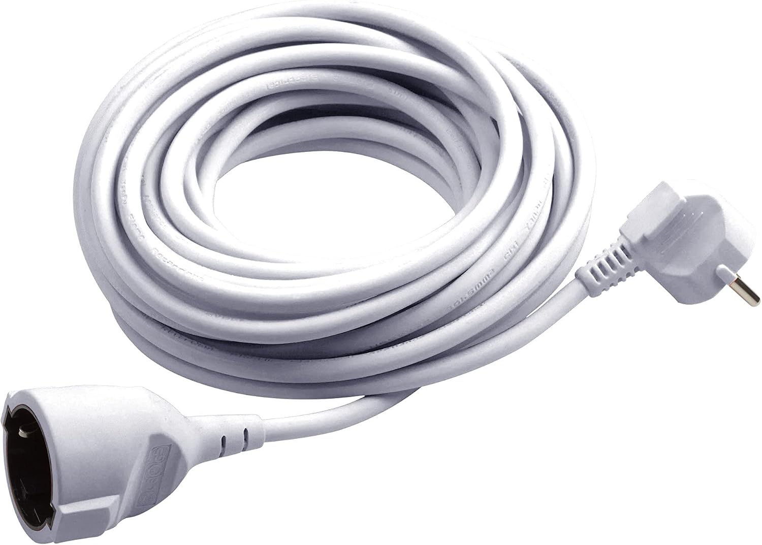 Meister Extensión de contacto - Cable de 5 m - Blanco - Cable de plástico - IP20 interior/Acoplador con protección contra contacto/Extensión Schuko / 7432510