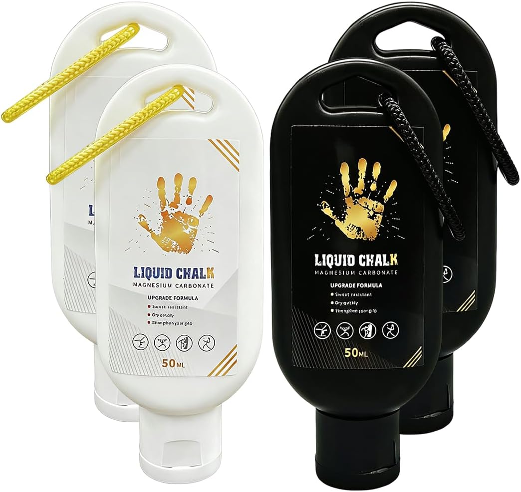 PHYNDR 4 Piezas De Magnesita LíQuida, Para Escalada, Levantamiento De Pesas, Danza, Resistente Al Sudor Y Duradera, Para Un Mejor Agarre, 50 Ml (Negro + Blanco)