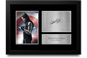 HWC Trading FR A4 Sebastian Stan Bucky Barnes Regali Stampati Autografo Firmato Immagine Per Gli Appassionati Di Memorabilia Di Film - A4 Framed