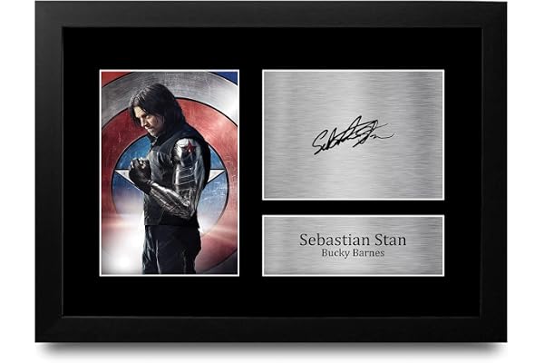 HWC Trading FR A4 Sebastian Stan Winter Soldier Bucky Barnes Cadeaux Imprimé Signé Autographe Photo pour les fans de cinéma - A4 Encadré
