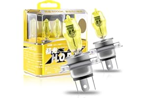 Sidaqi H4 100/90W Halogènes Phares Ampoule Jaune 2800K 12V Feux de Brouillard de Voiture DRL, 2 pièces