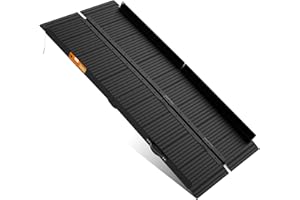 gardhom Wheelchair Ramp, 2ft - 7ft Aluminum Folding Ramps for Wheelchairs Non-Slip Ramps for Mobility Scooters, Steps, Stairs, Doorways, Threshold, 362kg Capacity