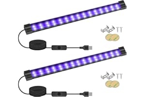 KISUFU 2 piezas 5V USB barras de luz negra portátil, 10w UV LED tubo lámpara púrpura luz negra para Halloween Navidad noche cuerpo pintura póster fluorescente