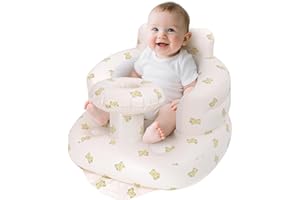 AirSwim Inflatable Baby Seat with Tray, Inflatable Baby Chair for Babies 3 Months and Up, Summer Blow Up Chair with Built in Air Pump, Infant Floor Seats for Learning to Sit, Palying, Camping, Bear