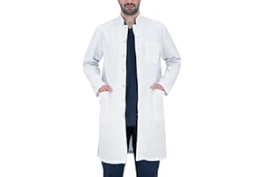 B-well Antonio Camice Laboratorio Uomo Cotone e Polyester Camice Medico Uomo con Maniche Lunghe, 3 Tasche e Fissaggio con Bottoni Automatici