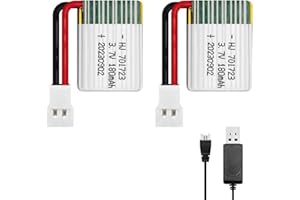 HAWK'S WORK 2 Stück 3.7V Lipo-Akku, 180 mAh Wiederaufladbarer Lithium-Polymer-Akku für RC-Flugzeug Hubschrauber Drohne Alle Modelle & Spielzeuge (XH2.54 Anschluss)