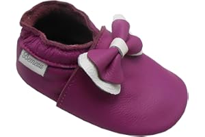 Bemesu Pantoufles en Cuir, Chaussures rampantes, Pantoufles pour bébés en Cuir Souple pour Filles et garçons 0-24 Mois UE 18-24