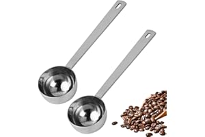 GUDALEA 2 Pièces Cuillère Doseuse à Café en Acier Inoxydable, Cuillère à Doser pour Café Moulu, 30 ml Cuillère à Mesurer en Acier Inoxydable (Argent)