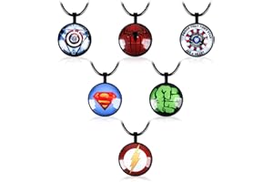 yumcute Halskette Anime,6 Stück Superhelden Halskette Schmuck Spider Hero Anhänger Cartoon Halskette Schmuck Geschenk für Jungen Mädchen Anime Fan
