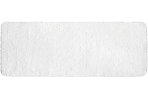 MIULEE 1 pièce Tapis Salle de Bain Rectangulaire Tapis d'Entrée pour la Douche Antidérapant Doux Confortable Tabis Absorbant Tapis Moelleux Microfibre WC Toilette Baignoire 45x120CM Blanc