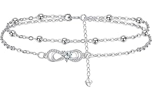 Yinsen Cavigliera Donna Argento 925 Cavigliera Doppia Catena stile bohémien-Idea Regalo per Gioielli Moglie, Fidanzata e Amiche 22+4cm Regolabile