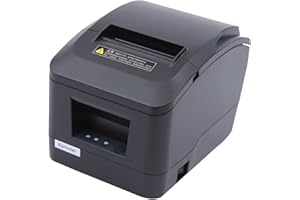 InSyoForeverEC Thermodrucker 80mm Quittungsdrucker Mini Thermo Auto-Cut Bondrucker Netzteil Kit POS Drucker Etiketten Drucker USB Anschluss Schwarz