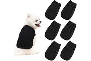 HACRAHO Chemise pour Chien Vêtements Vierges, 6 PCS T-Shirt Blanc pour Chien Noir Costumes sans Manches Chemise D'Été Respirante pour Animal de Compagnie pour Petits Chiens Moyens et Chat, Noir L