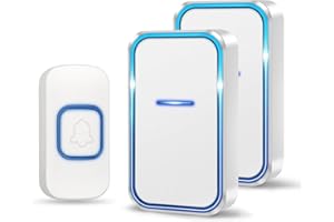 Timbre inalambrico exterior AIPOTEC, Timbre Inalámbrico 2 Receptor IP65 Impermeable, con 2 Receptor y 1 Transmisor, 300m de Alcance, 38 Melodías, 5 Niveles de Volumen