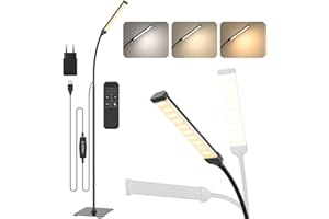 iFalarila Lamp Lampada da Terra con Telecomando 120 LED 10W, Piantana con 3 di Colore e 10 Luminosità, Lampada a Stelo Flessibile a Collo d'oca per Soggiorno, Camera da Letto, Ufficio