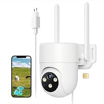 SHIWOJIA 2K 3G/4G LTE - Telecamera solare esterna con pannello solare, fotocamera 4G e scheda SIM, rilevamento PIR, visione notturna colore, nero