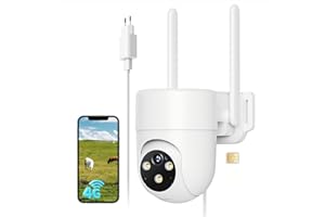 NUASI 4G LTE Cámara Vigilancia Exterior con Tarjeta SIM, 360° PTZ Cámara Grabación 24/7 con Detección Humana AI e Visión Nocturna Colorida, Audio Bidireccional, Impermeable IP66