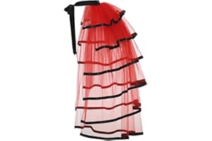 Graceart Surjupe bouffante en tulle style steampunk avec ceinture à nouer, noir