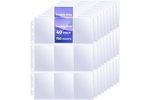 40 Pack 9 Pocket Page Protectors,720 Pockets Double Sided Card Holder Pages for a 3 Ring Binder, Card Protector Sheets Baseball Card Binder,Fit for MTG, TCG, Baseball Standard Cards