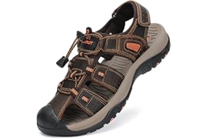 FLARUT Sandalias Deportivas Hombres Verano Exterior Senderismo Zapatos Trekking Casual Zapatos de Montaña Cuero Sandalias de Playa
