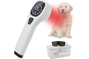 iKeener Appareil Thérapie Animaux/Vétérinaire,Thérapie au Laser Soulager Douleurs Articulaires Musculaires,Portable Thérapie Lumière Rouge,Longueur d'onde 650nm,808nm,pour Chiens,Chats,Chevaux(Blanc)