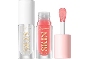 HOPHAT Big Brush Head Lip Gloss Hydrating Lip Glow Oil Clear Fruit Flavoured Plumping Lip Tint for Dry Lip Long Lasting Moisturizing Non-sticky Fresh Texture Lip Gloss (Pink+White)