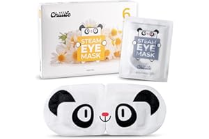Chillife 5+1 Mascara de ojos con fragancia a manzanilla I Antifaz cálido para relajación, spa, bienestar I Ideal para ojos secos, hinchados y ojeras I Mascara de vapor con diseño de panda