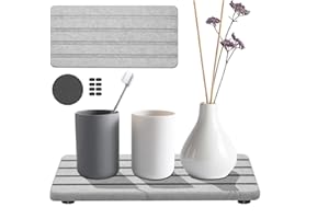 WYYFXY® 2 Stück Untersetzer Wasserabsorbierende, Wasserabsorbierender Stein Kieselgur Matte abtropfmatte stein für Küche und Bad Spüle (Grau)