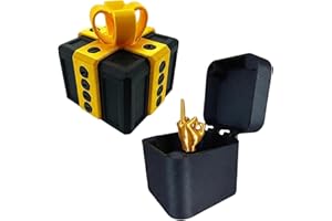 Starnearby Regalo Divertente Uomo, Scatola Regalo a Sorpresa con Dito, Scatola Scherzosa con Sorpresa con Viti Stampate in 3D, Regali di Natale (Nero e Oro)
