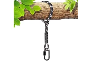 BeneLabel Swing Suspension Rope, 240 cm Hammock Tree Attachment Strap Hanging Chair Beam Attachment with Carabiner for Indoor Outdoor Tree Swing Nest Swing, 1134 kg/10 mm Diameter, Black