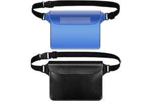 KEELYY 2 sztuki wodoszczelnych saszetek, uniwersalne, wodoszczelne etui na telefon komórkowy, do sportów wodnych, na plażę, do pływania, pływania łodzią, wspinaczki, czarny+niebieski, saszetka nerka