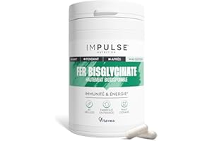 Fer Bisglycinate 14 mg Hautement Assimilable - Énergie, Immunité & Anti-Fatigue - Complément Alimentaire Sport & Vitalité - Formule Pure & Efficace - Fabriqué en France - IMPULSE NUTRITION