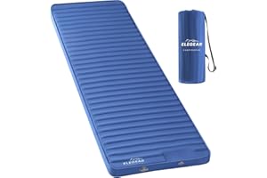 Elegear Self Inflating Camping Mat, Memory Foam Camping Mattress, Inflatable Sleeping Mat Pad with Foot Pump, Portable Roll Air Mattress for Outdoor Backpacking Hiking Travel