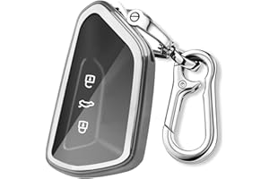 FT FUNTOR Autofernbedienungen Schutzhülle, TPU Kieselgel Autoschlüssel Autoschlüssel Hülle kompatibel, Schlüsselhülle Cover für VW Golf 8 e-Golf 8 ID.3 ID.4/Supra Former/Brown/Multivan T7(Silber)