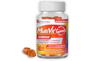 Forté Pharma - Multivit' Gummies Energie | Gummies MultiVitamines - Adultes et Enfants dès 4 ans | Vitamines, Minéraux, Vitamine D - Anti fatigue, Immunité | 60 gommes - 1 à 2 par jour