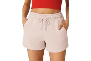 ROSS CAMP Short de Sport Femme - Short Femme ete Pantalon Court pour Femme en Coton Taille Haute avec Poches pour Le Jogging Le Yoga et Le Fitness