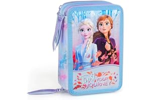 J.M. INACIO FROZEN - ASTUCCIO SCUOLA 3 ZIP FROZEN ELSA ED ANNA - COMPLETO DI 44 PEZZI