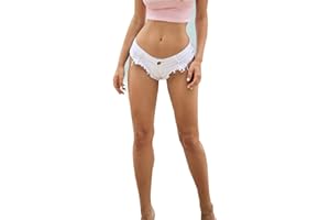 CHEEKY FOLIE Pantalones Cortos Sexy Mujer Mini Shorts Jeans de Cintura Baja Playa Verano, SJ6-5 (Blanco, Talla S)