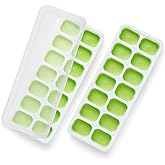 KEPLIN 2pk Silicone Ice Cube Trays with Non-Spill Lids, Easy to Remove Tray, LFGB Certified BPA Free, Flexible Silicone Ice C