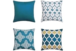 VLUNT Housses De Coussin D'extérieur 45 X 45, Lot De 4, Housses De Coussin Géométriques Meubles De Canapé De Banc Extérieur (A)