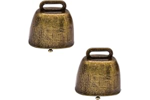 THATYRO 2 Pack Antique Style Metal Cow Bells, Super Loud Horse Sheep Copper Bells, Cattle Farm Animal Brass Bells, Metal Pet Bells Bronze Bell (Green Bronze)