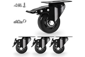 EGOFIX Caster Wheels, Heavy Duty 75mm Casters Set of 4, Locking Swivel Casters Wheels for Cart, Furniture and Workbench, Black