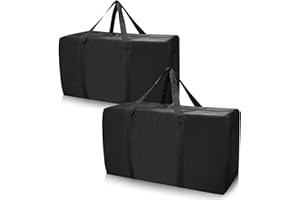 APKOL 2pcs 150L Borsa per Cuscini da Esterno Giardino,85x55x33CM,Borse di Stoccaggio per Esterni,Borsa Porta Cuscini da Esterno, Borsa da Trasporto Grande,con Maniglia,Nero