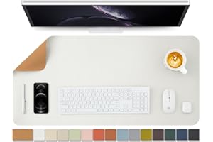 HOMIEAZICOZI Korkowa mata na biurko, dwustronna, podkładka, do biura i domu, do uporządkowania biurka, na akcesoria, idealna duża podkładka pod mysz, biała, 90 x 43 cm