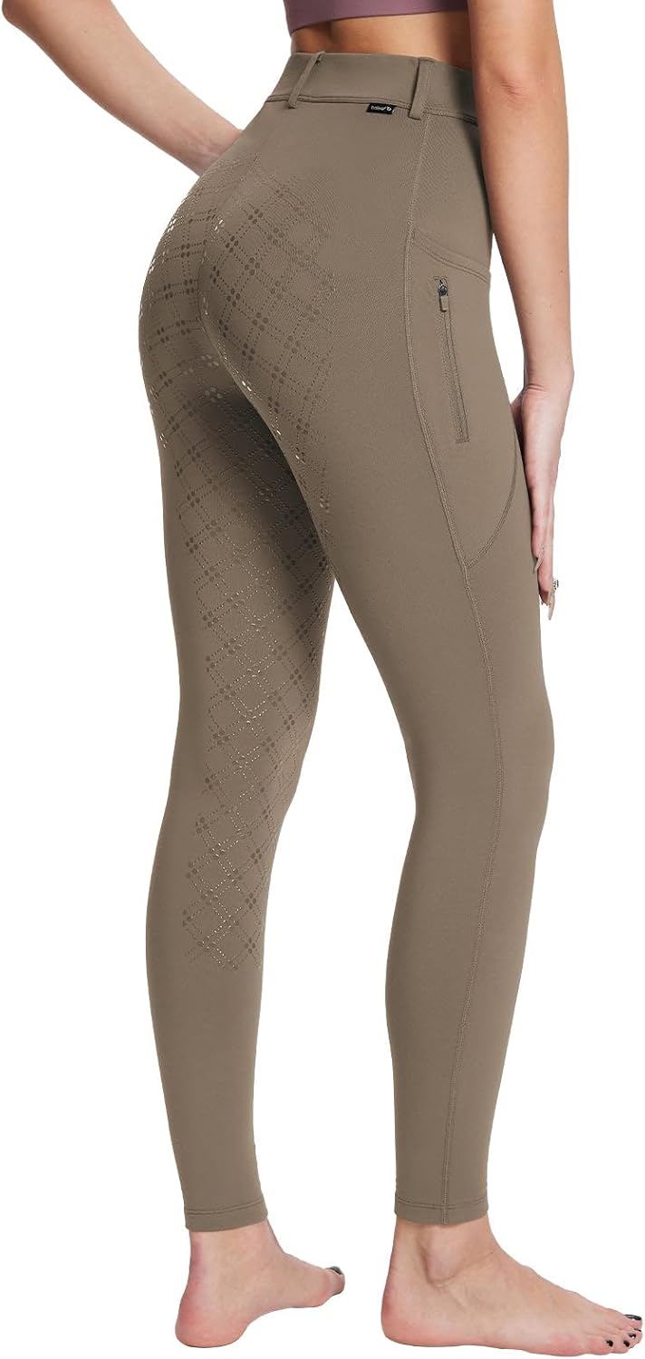 BALEAF Pantalones de equitación de invierno para mujer, con forro polar, con bolsillos con cremallera