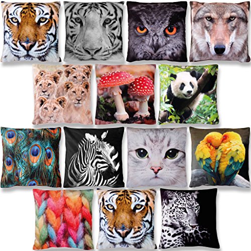 Kissenhülle mit Motiv 40×40 cm Fotodruck Fotoprint, bequemes und kraftvolles Wohnaccessoire mit und ohne Füllkissen und in vielen verschiedenen Designs verfügbar (Leopard / ohne Füllkissen) - 7