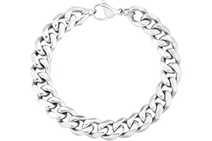 AYOUYA KRKC&CO Herren Armband, 18K Gold Vergoldet/Silber Farbe Edelstahl Cuban Armband 8/10/12mm, Nickelfrei Hip Hop Gliederarmband Panzerkette Armband für Männer Herren 17-23cm