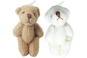 RYMAUP® 2 Stück, 4 cm Miniatur-bär, Plüschbär, Puppenhaus-Zubehör, Mini-Gliederbär, DIY-Dekoration, Bekleidungsmaterial-Zubehör, Braun und Weiß