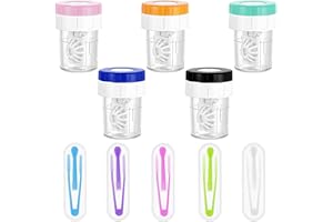 NUWIQ 5 Stück Manueller Kontaktlinsenreiniger, Kontaktlinsen Behältnis Set, Kontaktlinsenbehälter mit Pinzette und Saugnap, Kontaktlinsen Kästen für den Täglichen Reinigung