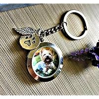 Haustier-Verlust Gedenken Schmucksachen Medaillon Schlüsselring - Geschenkbox Hund oder Katze Denkmal Gedenkstätte Haare, Asche oder Foto Sympathie Beileid